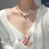 Collar de Lazo de Perlas Color Dopamina, un Gargantilla Dulce y Versátil para Viajes de Verano y Fotos de Vacaciones