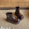 Botas para Niña Botas tipo Martin para Niño Suela Suave Botas Cortas de Princesa a la Moda Otoño/Invierno 2026 Botas de Piel para Bebé Botas Cortas de Caña Baja