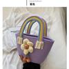Bolsa de mão de corda de algodão moderna estilo coreano Famosa na internet bolsa de mão versátil estilo estrangeiro bolsa de palha tecida florzinha fresca alça arco-íris