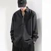 Camisa de Hielo de Seda para Hombre Otoño 2025, Manga Larga, Blanca Casual, Corte Holgado, Talla Grande, Tacto de Alta Gama, Estilo Delgado