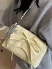 Bolsa de Ombro Plissada Estilo Ballet Nova Tendência com Laço Bolsa Transversal Casual com Corrente para Mulheres