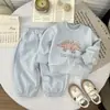 Nuevo Conjunto Estilo Coreano 2026 para Niños con Estampado de Dibujos Animados Estilo Otoño e Invierno Conjunto Deportivo Casual de Sudadera y Pantalón de Chándal de Dos Piezas para Niños