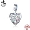 Avale Prata de Lei Original S925 Pedra Principal Coração Pingente Pulseira Coração Zircônia Opala Combinação de Contas Gotejamento de Óleo