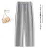 CalçaBanana de Lã Off-White para Mulheres 2025 Nova Solta Drapeada Calça Foice Inverno Forrada com Fleece Casual Calça Harem