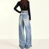Jeans Rectos Holgados Lavados Estilo Retro Americano de Venta Caliente 2026 para Mujer con Bordado y Diseño de Pierna Ancha Caída
