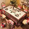 Toalha de Mesa de Natal com um Caminho de Mesa Xadrez Vermelho Festivo para Decoração de Mesa de Jantar e Toalha de Mesa para Festa Temática