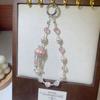Pulsera de Perlas de Cristal Lujosa y de Alta Gama Muñeca Cuerda Corta Lanyard con Clip Funda para Teléfono Móvil Llavero Colgante Trendy