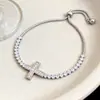 Pulsera de Zirconia Cruzada Europea y Americana Chapada en Oro Real de 14K Exquisita Versátil Lujo Ligero Sensación de Alta Gama Joyería de Mano