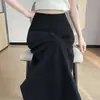 Calça pantalona feminina de algodão e linho, Calça social de verão de cintura alta para controle da barriga, Caimento elegante, Corte solto, Emagrecimento, Calça saia de comprimento total