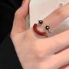 Anillo abierto con cara sonriente, lindo y feo, diseño de nicho para mujer, anillo para el dedo índice con personalidad de moda, anillo extraño