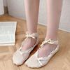 Meias Doces de Boca Rasa Femininas de Verão Finas com Laço de Borboleta no Tornozelo Renda Meias Cano Baixo Estilo Lolita Ballet Meias Invisíveis