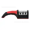 Afilador de cuchillos de cocina portátil afilado al por mayor, piedra de afilar multiusos de tres etapas rápida manual para cuchillos y tijeras