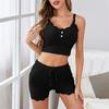 Ropa de Casa Transfronteriza para Mujer Verano Cómodos Shorts de Tirantes Conjunto de Dos Piezas Amazon Ropa de Casa Pijamas Conjunto para Mujer