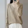 [Directo del Fabricante] Suéter de Punto Jacquard con Cuello en V para Mujer, Nuevo Estilo Otoño, Color Sólido, Versátil, Suéter Básico de Corte Holgado