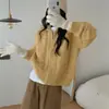 Cardigan suéter de tricô grosso com zíper duplo e gola de boneca estilo coreano para mulheres, novo estilo casual de caimento solto para outono e inverno
