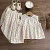 Traje de Vestido de Verano para Niñas Estilo Occidental 2025 Nuevo Estilo Mori Ropa para Niñas Bebés Pantalones de Pierna Ancha para Niñas Conjunto de Dos Piezas