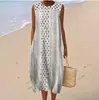 Vestido de Verano Nuevo Modelo 2025 Transfronterizo Europeo y Americano Independiente con Estampado Digital 3D, sin Mangas, Cuello Redondo, Manga Larga