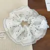 Goma para el pelo dulce de doble capa con lunares estilo francés, diseño de moda, goma para el pelo de encaje, cuerda para el pelo versátil para niñas