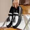 Zapatos de Cuero con Hebilla y Borla para Hombre Talla Grande Estilo Británico Formal Business Casual Versátiles de Moda para Hombre