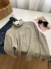 Camiseta de Manga Larga Rayada de Cuello Alto Engrosada de Piel de Conejo Sintética para Mujer, Camiseta Básica Suave y Cálida Versátil de Invierno, En Stock para Transmisión en Vivo