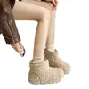 Botas de Piel con Estampado de Leopardo de Moda de Aspecto Elegante para Mujer en Invierno, Botines Calientes sin Cordones para Personas Bajas, Botas de Moda que Aumentan la Altura