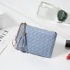 Nova Mini Carteira Pequena Feminina com Zíper Porta-Moedas Estilo Coreano Trançada Fofa Leve Pequena com Pingente Bolsa para Cartões Bolsa de Moedas