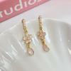 Aretes de Flor de Cerezo de Verano Aguja de Plata Corazón de Niña Dulce Sentido del Diseño de Nicho Tridimensional Lujo Ligero Rosa Delicados Aretes de Flor