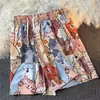 Shorts de praia masculinos de verão, shorts florais finos, sunga de secagem rápida, calças de dormir da moda folgadas, calças casuais até o joelho, shorts grandes