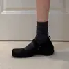 Moda Perezosa Minimalista Satín Punta Cuadrada Suela Gruesa Suela Suave Estilo Coreano Zapatos Planos de Moda para Mujer Correa Única Ropa Exterior Mary Janes