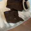 Primer encuentro: Elegantes Botines de Punta Plisados, Botas de Moda para Otoño 2026, Gamuza Marrón, Botas de Mujer Elegantes y Versátiles
