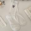 Calcetines Ji Four Elephant para Mujer Verano Delgados de Dibujos Animados Mickey Mouse Bordados Calcetines Medios Algodón Peinado Estilo Miu Calcetines Apilados para Mujer