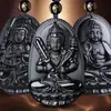 Collar de Obsidiana Natural Ke Tang Estilo Étnico Doce Signos del Zodíaco Ocho Deidades Guardianas Buda Colgante del Año de Nacimiento de Obsidiana