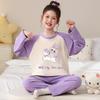 Novo Pijama Coreano para Meninas Primavera e Outono, Conjunto Térmico Espesso de Manga Longa com Veludo Alemão, Roupa de Casa para Meninos Crianças Mais Velhas