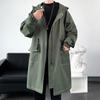 Rompevientos Casual de Largo Medio Otoño 2021 Color Puro Talla Grande Holgado Rompevientos para Hombre Abrigo de Largo Medio Chaqueta con Costuras Superpuestas para Hombre