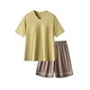 Pijama de verano para mujer con cuello en V y almohadilla en el pecho, fino, pijama, longitud opcional, se puede usar afuera, seda de hielo, sensación fresca, ropa de casa L836