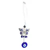 Cuentas Largas de Cristal Blanco Ojos Turcos Azules Mariposa Colgante de Coche Colgante de Pared