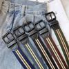 Jeans Feminino Fashionável Estilo Coreano Decoração Cinto Sem Furos Cinto de Lona Cordão Versátil para Mulheres