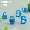 Ornamento para Mesa de Computador de Resina Cor Sólida Boneco Pinguim Desenho Animado Resina DIY Artesanato Criativo Pingente de Chaveiro
