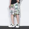 Shorts de Grafite Masculino Verão Fino Seda de Gelo Calça de Praia Tamanho Grande Calça Floral Marca Tendência Esportes Hip-Hop Basquete Calça de Cinco Pontos