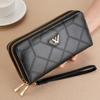 2023 Nova Carteira Longa Menina Rhombic Camada Dupla Zíper Moda All-match Clutch Money Clip Carteira Feminina