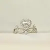 Anillo de Corazón con Circonita Diamante de Plata Esterlina S925 para Mujer Nicho de Gama Alta Lujo Accesible Versátil Abierto Ajustable Nueva Tendencia