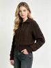 Cardigan de malha grossa com zíper e gola alta vintage, de fábrica de origem direta transfronteiriça, para mulheres, casaco de suéter de malha grossa solto para outono e inverno