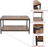 Mesa de Centro Personalizada para Sala de Estar Espacio Pequeño Mesa Rectangular de Madera Marrón con Mesa Lateral de Metal Pequeña Desmontable