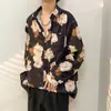 Camisa Floral Retrô Vintage Estilo Hong Kong para Homens e Mulheres Verão Tendência Marca Havaiana Despojada Cool Solta Camisa de Manga Longa Casaco para Casal