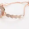 Reloj de Pulsera de Cuarzo para Mujer, Elegante Reloj Pequeño de Esfera Deslizante, Moderno Reloj de Pulsera para Mujer Incrustado con Diamantes, Popular en Tiktok