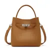Bolsa Feminina de Couro Genuíno, Bolsa Saco, Novo Modelo 2026 Bolsa de Mão com Fivela Kelly, Bolsa de Ombro para o Dia a Dia, Bolsa Transversal Feminina
