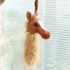 Juguete de Peluche con Palo de Cabeza de Caballo Transfronterizo Melena Larga Muñeco de Caballo Artificial Felpa Suave Rendimiento Regalo Creativo Palo para Montar