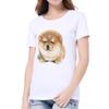 Camiseta estampada de animal para mujer 2023 estampado de perro y gato top casual para dama camisa básica cuello redondo