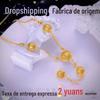 Conjunto de borlas ocas douradas e douradas do Vietnã, corrente leve e luxuosa para mulheres, corrente de clavícula, corrente de uma peça para namorada