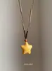 Collar Colgante de Estrella de Madera de Diseño Único para Mujer, Collar de Cuerda Trenzada Lindo y Personalizado, Cadena para Suéter Simple y Versátil